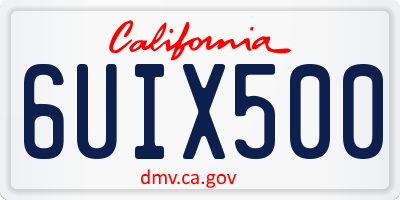 CA license plate 6UIX500