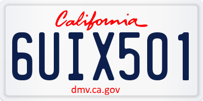 CA license plate 6UIX501