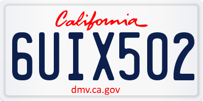 CA license plate 6UIX502