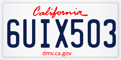 CA license plate 6UIX503