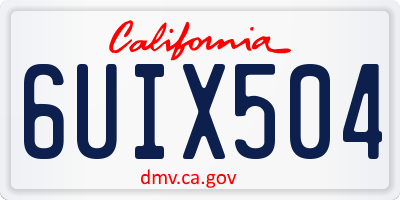 CA license plate 6UIX504