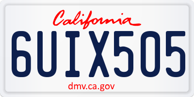 CA license plate 6UIX505