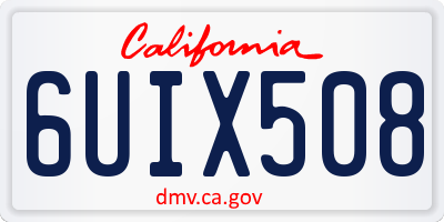 CA license plate 6UIX508