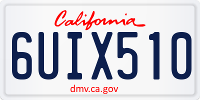 CA license plate 6UIX510