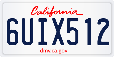 CA license plate 6UIX512