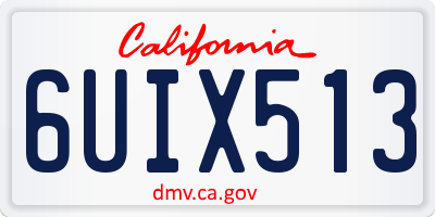 CA license plate 6UIX513