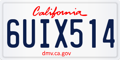 CA license plate 6UIX514