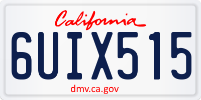 CA license plate 6UIX515