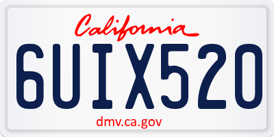 CA license plate 6UIX520