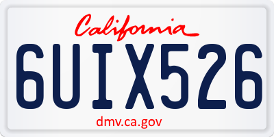 CA license plate 6UIX526