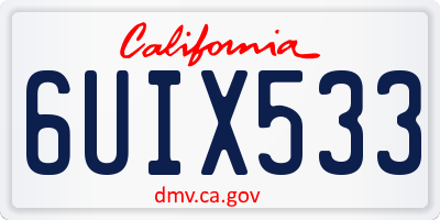 CA license plate 6UIX533