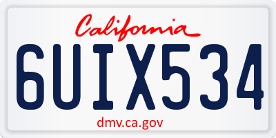 CA license plate 6UIX534