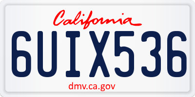 CA license plate 6UIX536