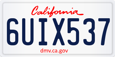 CA license plate 6UIX537
