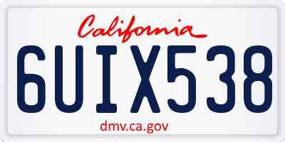 CA license plate 6UIX538