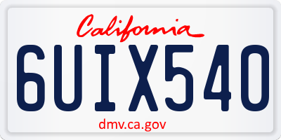 CA license plate 6UIX540