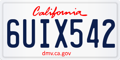 CA license plate 6UIX542