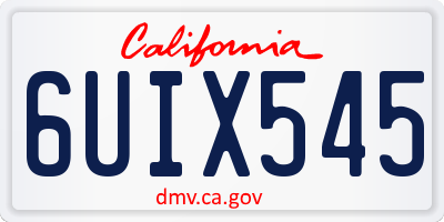 CA license plate 6UIX545