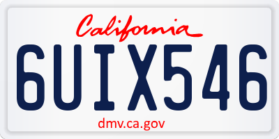 CA license plate 6UIX546