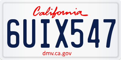 CA license plate 6UIX547