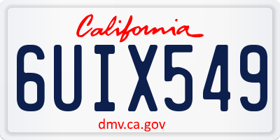 CA license plate 6UIX549