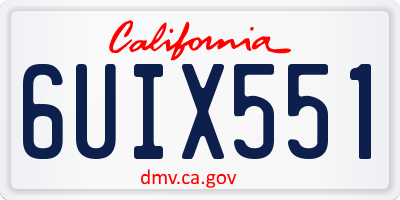 CA license plate 6UIX551