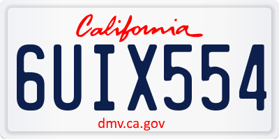 CA license plate 6UIX554