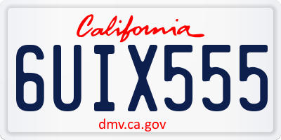 CA license plate 6UIX555