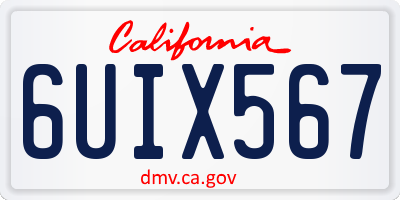 CA license plate 6UIX567