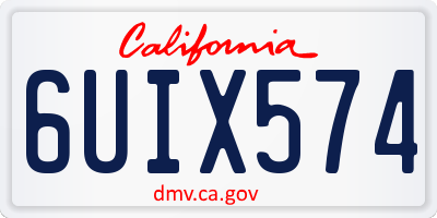 CA license plate 6UIX574
