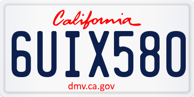 CA license plate 6UIX580