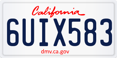 CA license plate 6UIX583