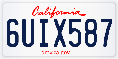 CA license plate 6UIX587