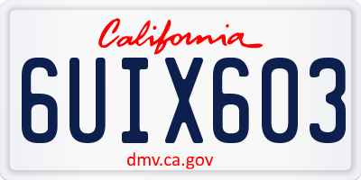 CA license plate 6UIX603