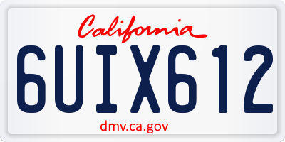 CA license plate 6UIX612