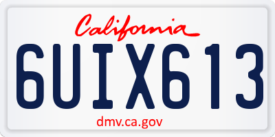 CA license plate 6UIX613