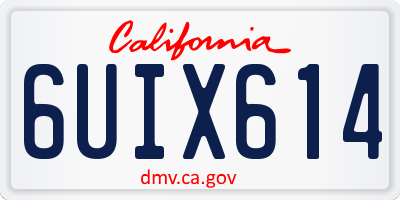 CA license plate 6UIX614