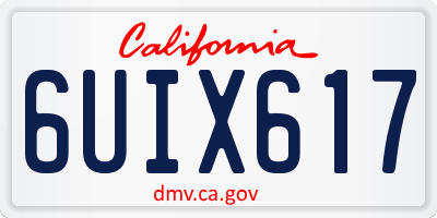 CA license plate 6UIX617