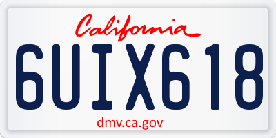 CA license plate 6UIX618