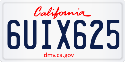 CA license plate 6UIX625