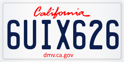 CA license plate 6UIX626