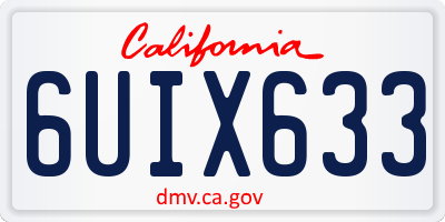 CA license plate 6UIX633