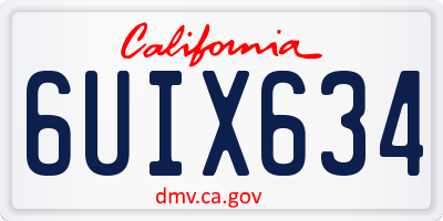 CA license plate 6UIX634