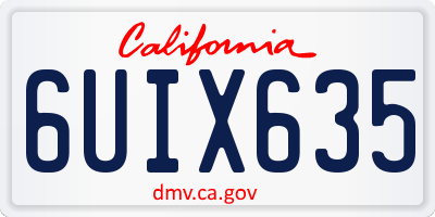 CA license plate 6UIX635