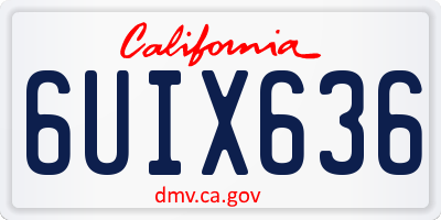 CA license plate 6UIX636