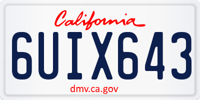 CA license plate 6UIX643