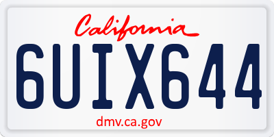 CA license plate 6UIX644