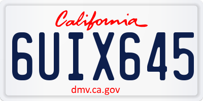 CA license plate 6UIX645