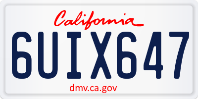 CA license plate 6UIX647