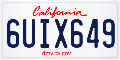 CA license plate 6UIX649